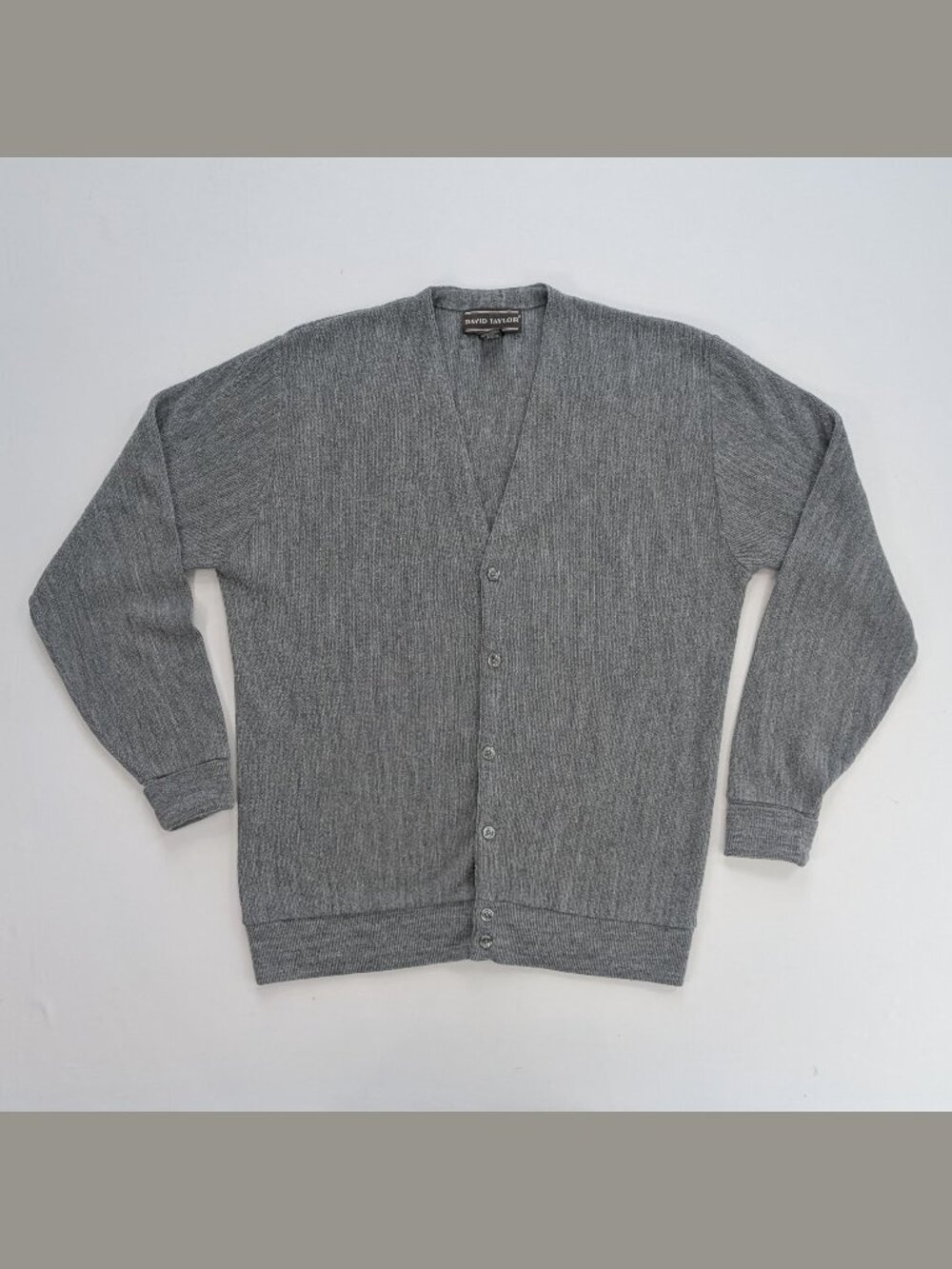 David Taylor Grandpa Cardigan Sweater LT Tall Gray Button Front